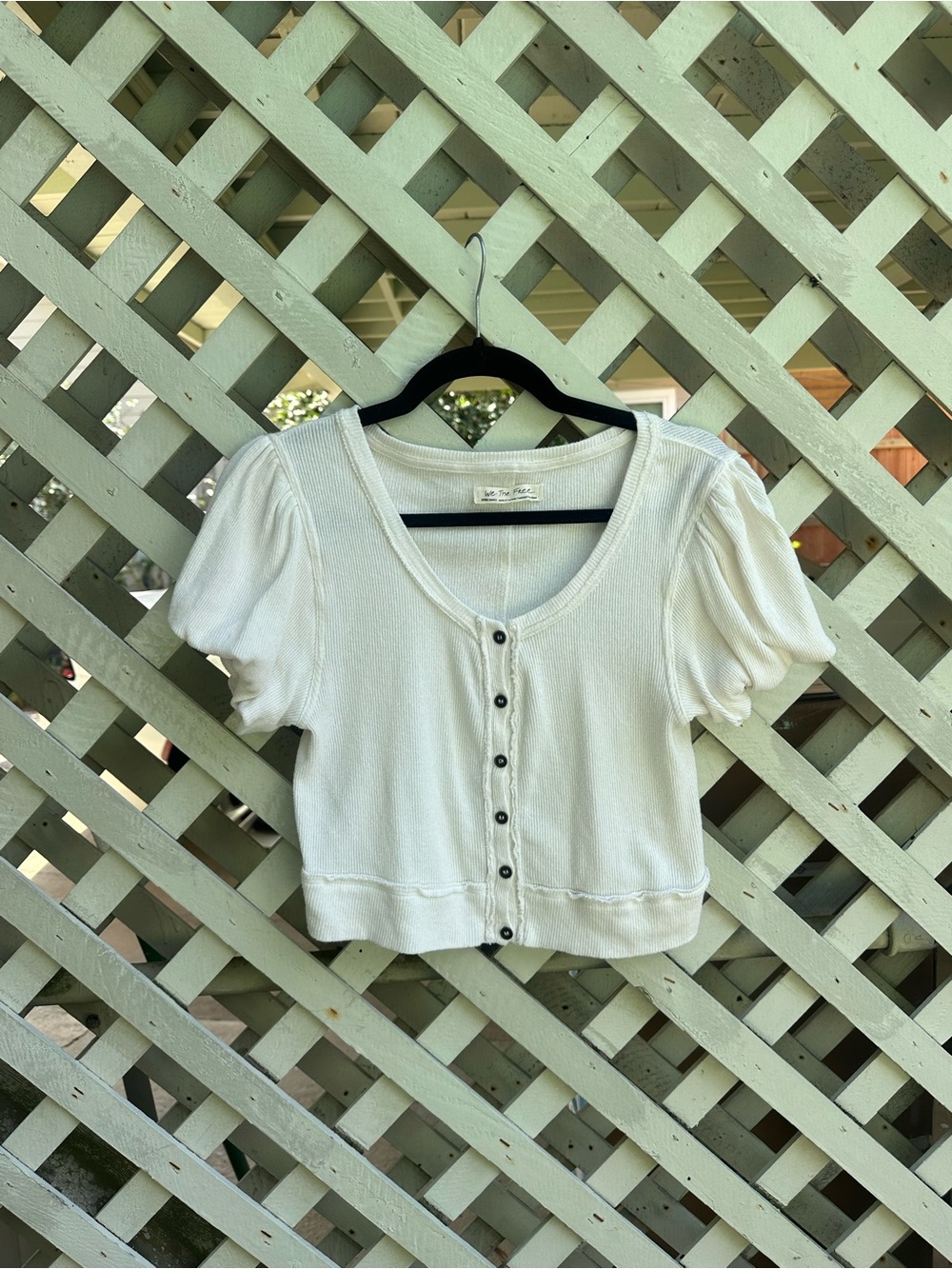 Free People Molly Cropped Puffed Sleeve top